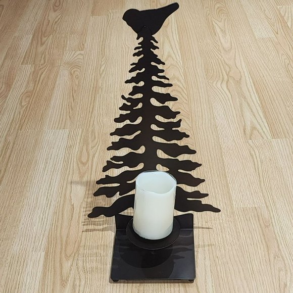 Vintage Metal Candle Holder Pine Tree Shaped 18.5in Farmhouse‎ Style Winter - Picture 2 of 16